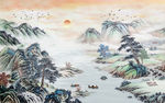 水墨山水背景墙
