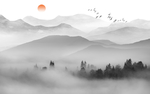 水墨山水 山水背景墙 山水壁纸