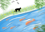 小河流水插画
