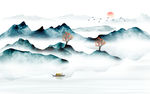 中式水墨山水画