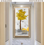 发财树新中式玄关晶瓷画
