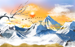 大气雪山电视背景墙