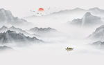 中式水墨山水画