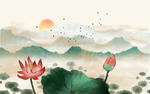 荷花背景墙