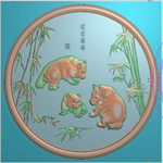 圆盘 竹子 熊猫 靠背 屏风