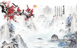 水墨梅花电视背景墙