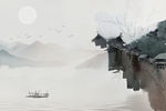 新中式水墨山水现代简约背景