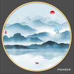 圆形水墨画