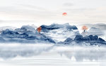 中式水墨山水画