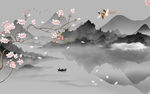简约中式灰色山水 TIF分层