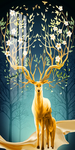 森林麋鹿发财鹿装饰画
