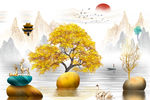 电表箱石来运转麋鹿晶瓷画装饰画
