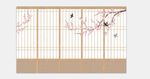 日式木门樱花背景墙