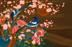 蓝鸟喜鹊孔雀花装饰画背景墙