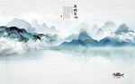 高档 山水意境墙画 tif分层