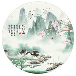 忆江南山水水墨背景墙