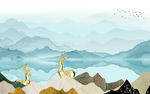 简约山水意境画 tif分层