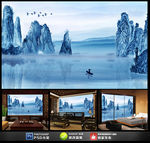 新中式山水画背景墙