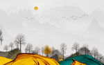高端背景山水画 TIF分层