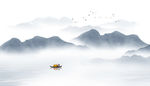中式水墨山水画