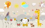 卡通儿童北欧动物乐园背景图片
