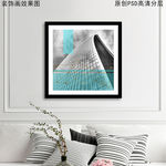黑白抽象建筑现代简约装饰画