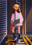 插画 运动 滑板 女孩