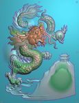 山水带鳞龙牌挂件精雕图浮雕灰度