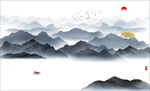 禅意水墨山水画