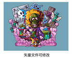 卡通骷髅头