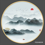 圆形水墨画