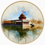 北京城墙水墨水彩装饰画