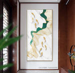 轻奢抽象金色线条九鱼图玄关画