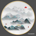圆形山水画