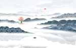 中式水墨山水画