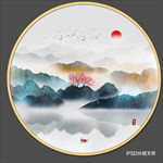 圆形水墨画