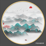圆形山水装饰画