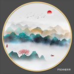 圆形山水 意境山水画