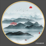 圆形水墨画