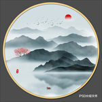 圆形山水画