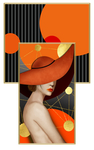 爱马仕橙抽象戴帽美女组合装饰画