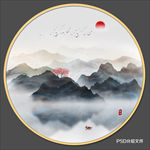 圆形山水画
