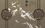 静逸新中式客厅山水背景墙