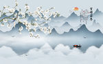 雅室兰香山水背景墙