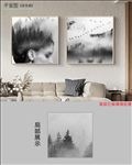 欧式黑白简约人物剪影装饰画
