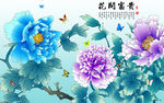 花开富贵牡丹国画3D背景墙