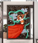 飞天仙女中式玄关壁画