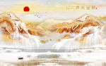 高山流水大理石电视背景墙
