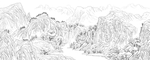山水国画白描画