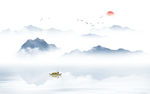 禅意水墨山水画